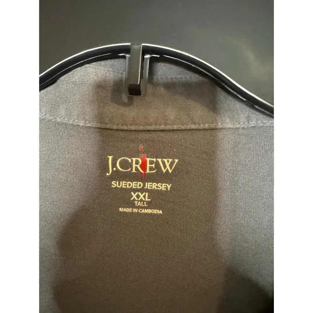 J. Crew Classic Untucked Sueded Cotton Polo Shirt Dusty Charcoal Gray Big 2XLT